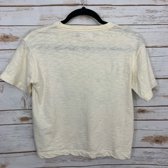 Madewell Cream Cropped Blue Wave Cropped Top - Picture 2 of 5